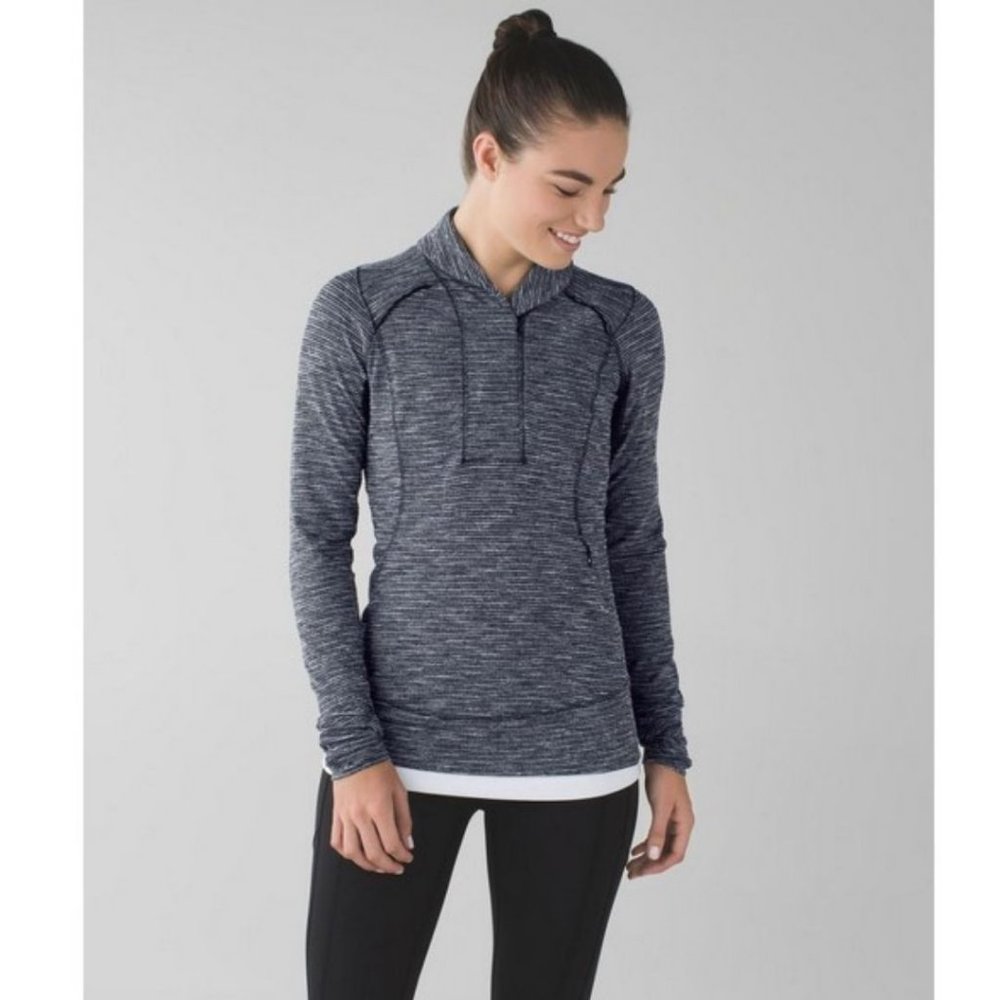 Lululemon Think Fast Pullover Coco Pique Black Size 4 Rulu